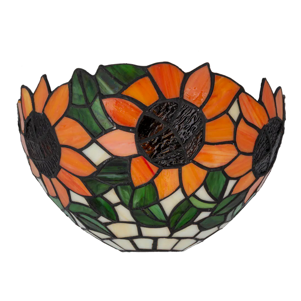 Tiffany wandlamp – Zonnebloemen – B 25 × H 15,5 cm (Art. 7709)