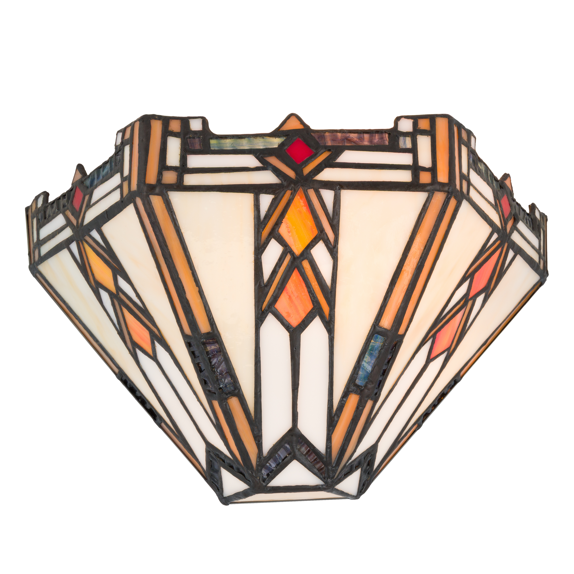 Tiffany wandlamp – Geometrisch Art Deco – B 25 × H 14 cm (Art. 7710)