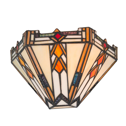Tiffany wandlamp – Geometrisch Art Deco – B 25 × H 14 cm (Art. 7710)