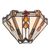 Roruvera Tiffany wandlamp art deco van glas in lood in crème-, amber- en oranjetinten, brandend