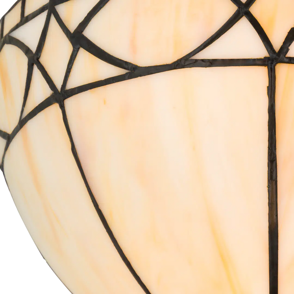 Detail Tiffany wandlamp art deco rustig van glas in lood in crème- en wittinten