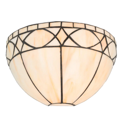 Roruvera Tiffany wandlamp art deco rustig van glas in lood in crème- en wittinten, brandend