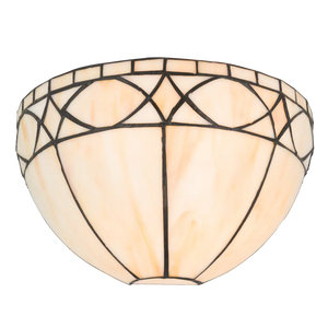 Roruvera Tiffany wandlamp art deco rustig van glas in lood in crème- en wittinten, brandend