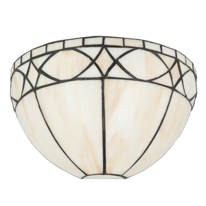 Tiffany wandlamp art deco rustig van glas in lood in crème- en wittinten, uitgeschakeld
