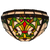 Tiffany wandlamp Sierlijke Ranken met Rood Ruitaccent – Crème, Groen & Rood – B 28,5 cm (Art. 7713)