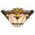 Tiffany Wandleuchte mit Fächermuster und Glasjuwelenakzenten – Creme, Bernstein & Blaugrün – B 33,5 cm (Art. 7716)