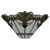 Tiffany Wandleuchte mit Fächermuster und Glasjuwelenakzenten – Creme, Bernstein & Blaugrün – B 33,5 cm (Art. 7716)