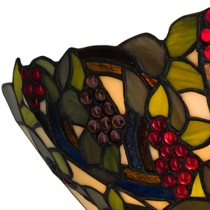 Tiffany Wandleuchte mit Weintrauben & Blättern – Creme, Grün & Rot – B 33 cm (Art. 7717)