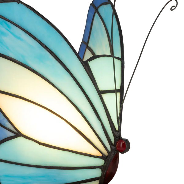 Tiffany vlinderlamp – Blauw & Turquoise Glas – H 24 cm (Art. 8000)
