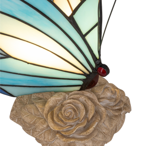 Tiffany vlinderlamp – Blauw & Turquoise Glas – H 24 cm (Art. 8000)