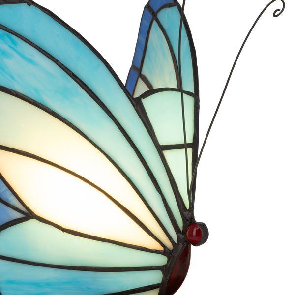 Tiffany vlinderlamp – Blauw & Turquoise Glas – H 24 cm (Art. 8000)