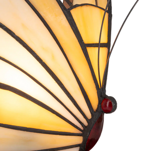 Tiffany vlinderlamp – Warm Crème & Amber Glas – H 24 cm (Art. 8003)