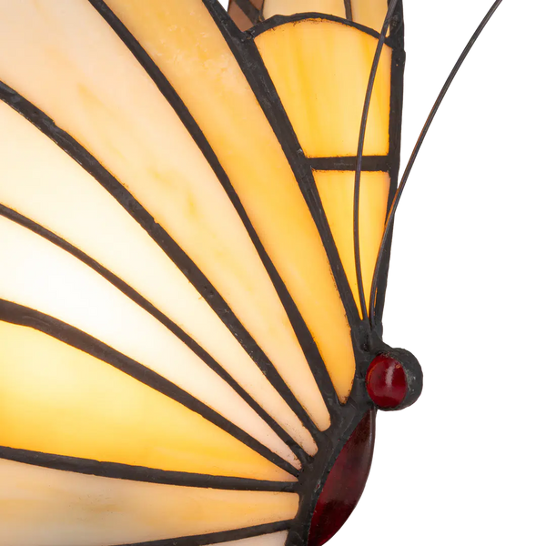 Tiffany vlinderlamp – Warm Crème & Amber Glas – H 24 cm (Art. 8003)