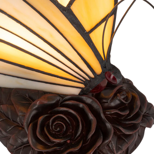 Tiffany vlinderlamp – Warm Crème & Amber Glas – H 24 cm (Art. 8003)