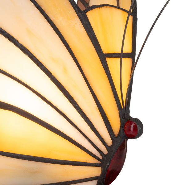 Tiffany vlinderlamp – Warm Crème & Amber Glas – H 24 cm (Art. 8003)