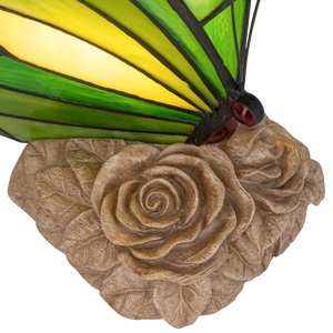 Tiffany vlinderlamp – Donkergroen & Lichtgroen Glas – H 24 cm (Art. 8005)