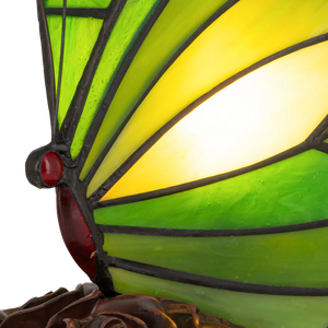 Tiffany vlinderlamp – Donkergroen & Lichtgroen Glas – H 24 cm (Art. 8006)