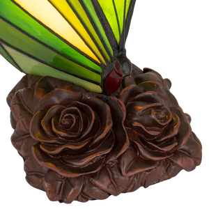 Tiffany vlinderlamp – Donkergroen & Lichtgroen Glas – H 24 cm (Art. 8006)