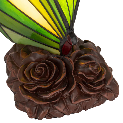 Tiffany vlinderlamp – Donkergroen & Lichtgroen Glas – H 24 cm (Art. 8006)