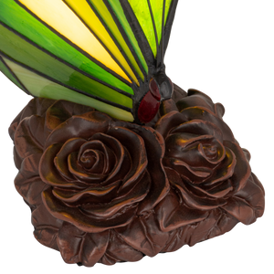 Tiffany vlinderlamp – Donkergroen & Lichtgroen Glas – H 24 cm (Art. 8006)