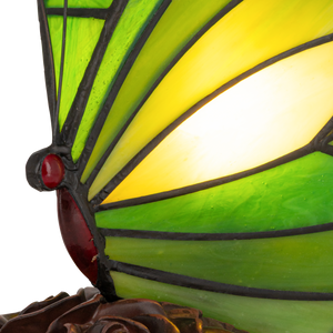 Tiffany vlinderlamp – Donkergroen & Lichtgroen Glas – H 24 cm (Art. 8006)