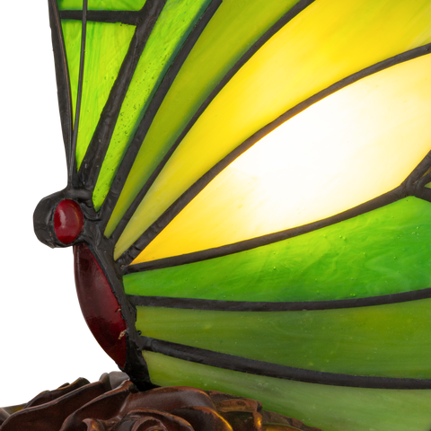 Tiffany vlinderlamp – Donkergroen & Lichtgroen Glas – H 24 cm (Art. 8006)
