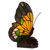 Tiffany vlinderlamp Hoge Donkere Vleugels – Geel, Oranje & Groen – H 23,5 cm (Art. 8007)