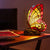 Tiffany vlinderlamp Rode Vleugelrand – Geel, Groen & Rood – H 22,5 cm (Art. 8008)