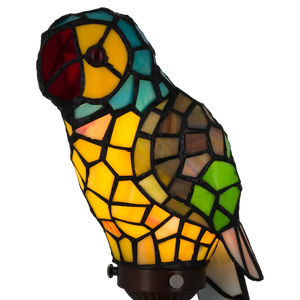 Tiffany papegaailamp Gele Borst & Turquoise Nek – Geel, Groen & Turquoise – H 36,5 cm (Art. 8010)