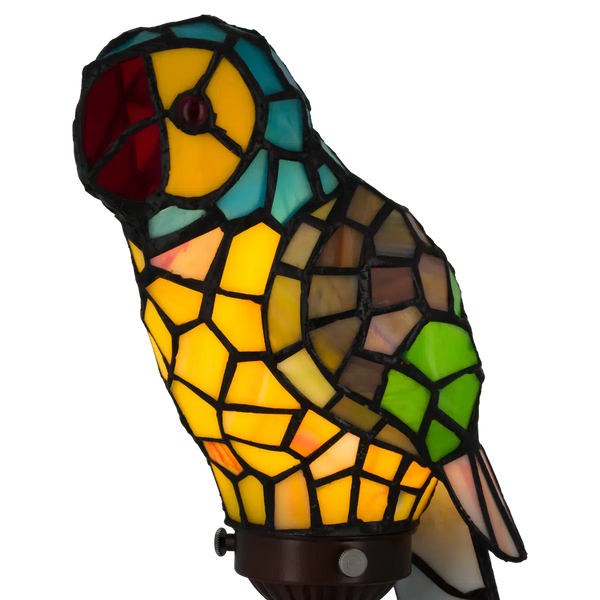 Tiffany papegaailamp Gele Borst & Turquoise Nek – Geel, Groen & Turquoise – H 36,5 cm (Art. 8010)