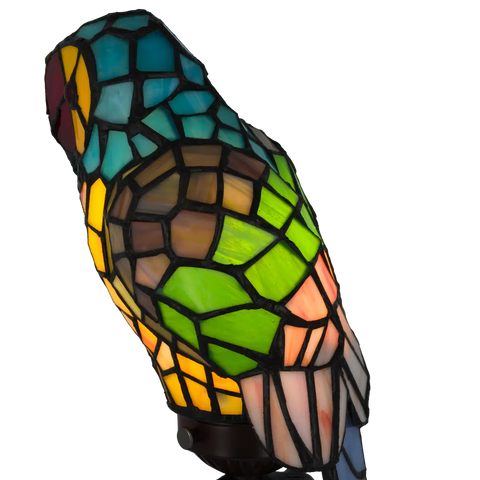 Tiffany papegaailamp Gele Borst & Turquoise Nek – Geel, Groen & Turquoise – H 36,5 cm (Art. 8010)