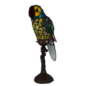 Tiffany papegaailamp Gele Borst & Turquoise Nek – Geel, Groen & Turquoise – H 36,5 cm (Art. 8010)