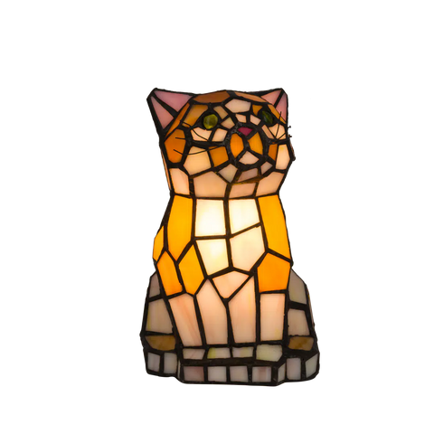 Tiffany kat zittend – Oranje&Geel – H 23 cm (Art. 8012)