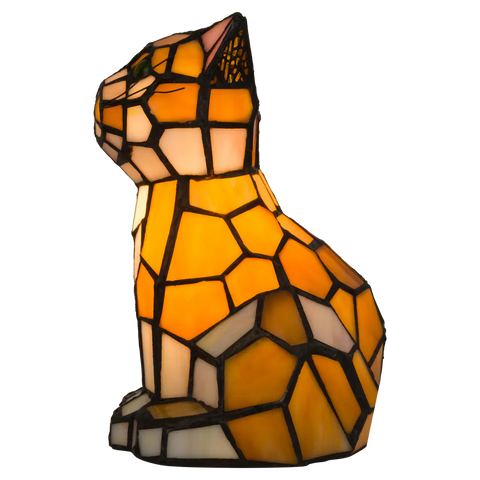 Tiffany kat zittend – Oranje&Geel – H 23 cm (Art. 8012)