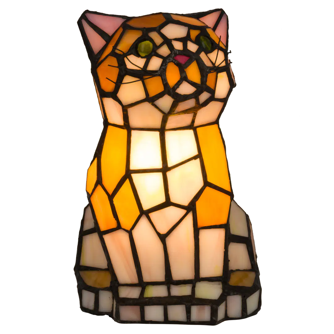 Tiffany kat zittend – Oranje&Geel – H 23 cm (Art. 8012)