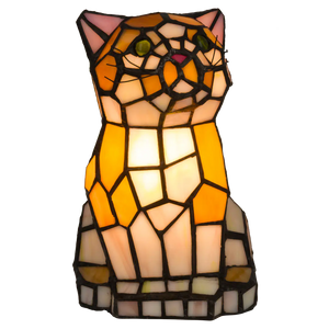 Tiffany kat zittend – Oranje&Geel – H 23 cm (Art. 8012)