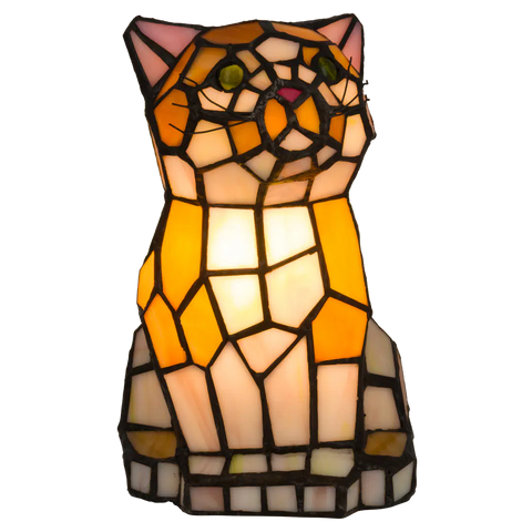 Tiffany kat zittend – Oranje&Geel – H 23 cm (Art. 8012)