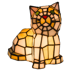 Tiffany kat liggend– Oranje&Geel – H 23 cm (Art. 8013)