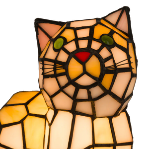 Tiffany kat liggend– Oranje&Geel – H 23 cm (Art. 8013)