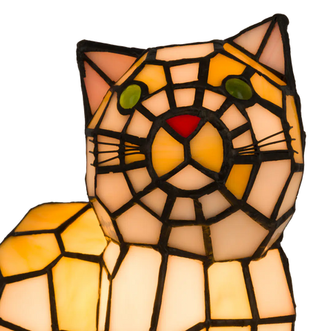 Tiffany kat liggend– Oranje&Geel – H 23 cm (Art. 8013)