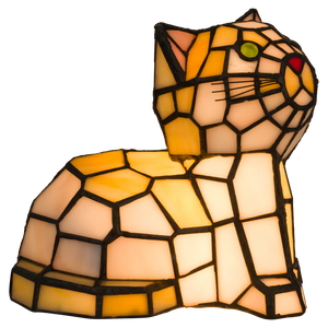 Tiffany kat liggend– Oranje&Geel – H 23 cm (Art. 8013)
