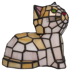 Tiffany kat liggend– Oranje&Geel – H 23 cm (Art. 8013)