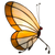 Tiffany vlinderlamp op pootjes – Licht Crème, Amber & Wit Glas – H 24 cm (Art. 8014)