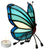Tiffany vlinder waxinelichthouder – Turquoise & Diepblauw – H 14 cm (Art. 8016)