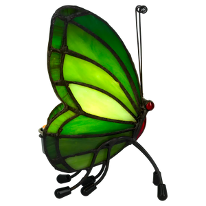 Tiffany vlinder waxinelichthouder – Groen & Geelgroen – H 14 cm (Art. 8017)