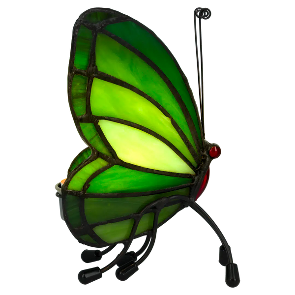 Tiffany vlinder waxinelichthouder – Groen & Geelgroen – H 14 cm (Art. 8017)