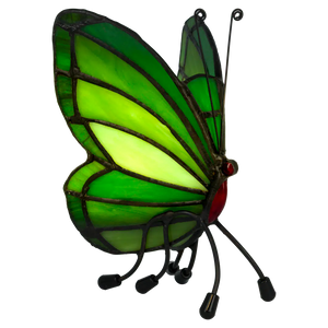 Tiffany vlinder waxinelichthouder – Groen & Geelgroen – H 14 cm (Art. 8017)