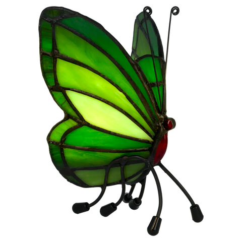 Tiffany vlinder waxinelichthouder – Groen & Geelgroen – H 14 cm (Art. 8017)