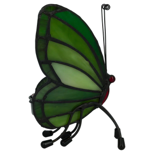 Tiffany vlinder waxinelichthouder – Groen & Geelgroen – H 14 cm (Art. 8017)