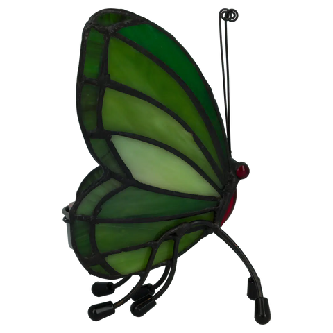 Tiffany vlinder waxinelichthouder – Groen & Geelgroen – H 14 cm (Art. 8017)